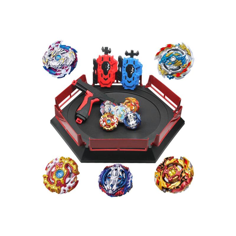 Kit Completo 5 Beyblades + 2 Lançadores de Corda + 1 Arena + 1